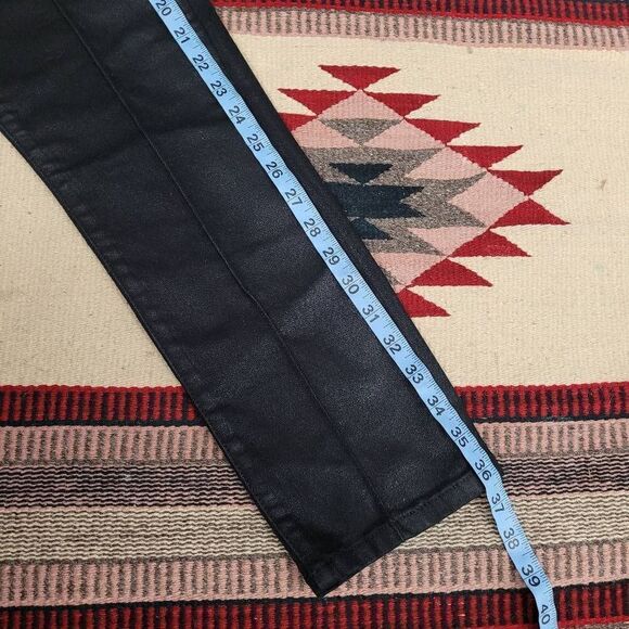 Revice Black Venus Star Coated Denim Cropped Jeans Sz‎ 25 Shiny Straight Leg - Picture 9 of 14